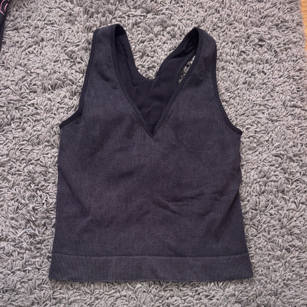 Joy Lab Sleeveless V-Neck Ribbed Tank Top - Black